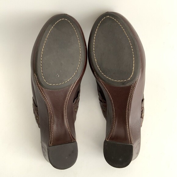 Frye Clogs Leather Slip-on Chunky Braid Studs Logo Shoes Brown 10 - Picture 10 of 15